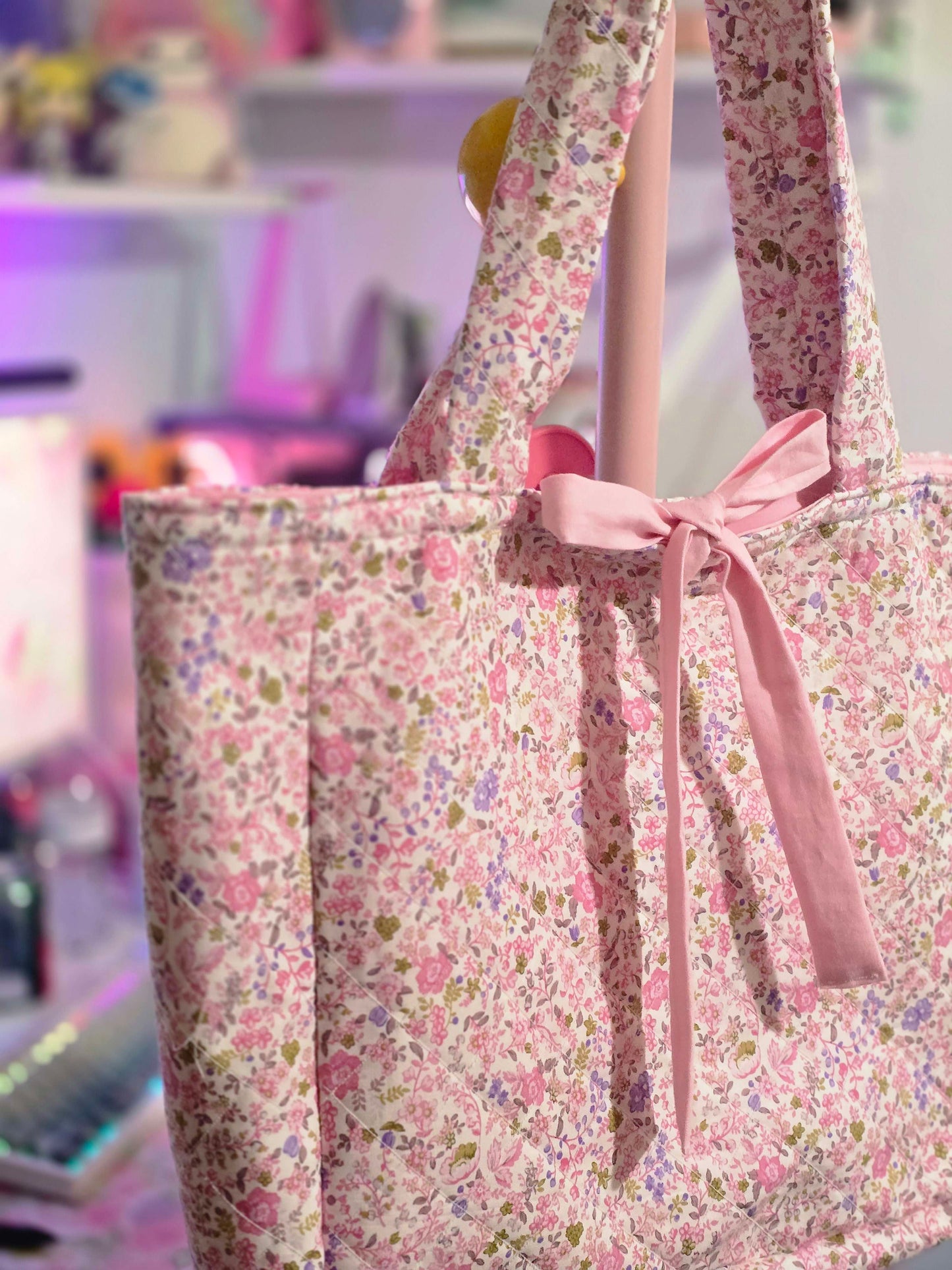 Pink Floral Tote Bag