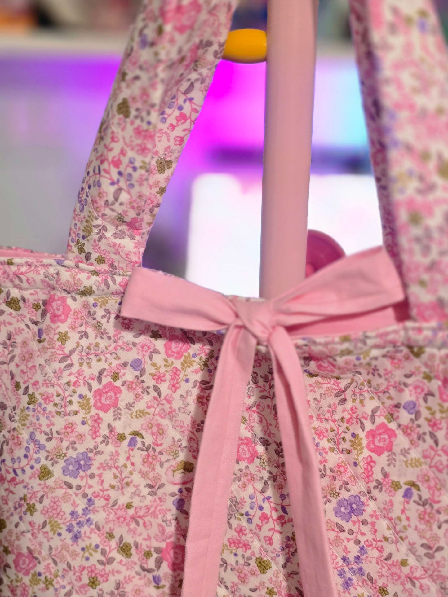 Pink Floral Tote Bag