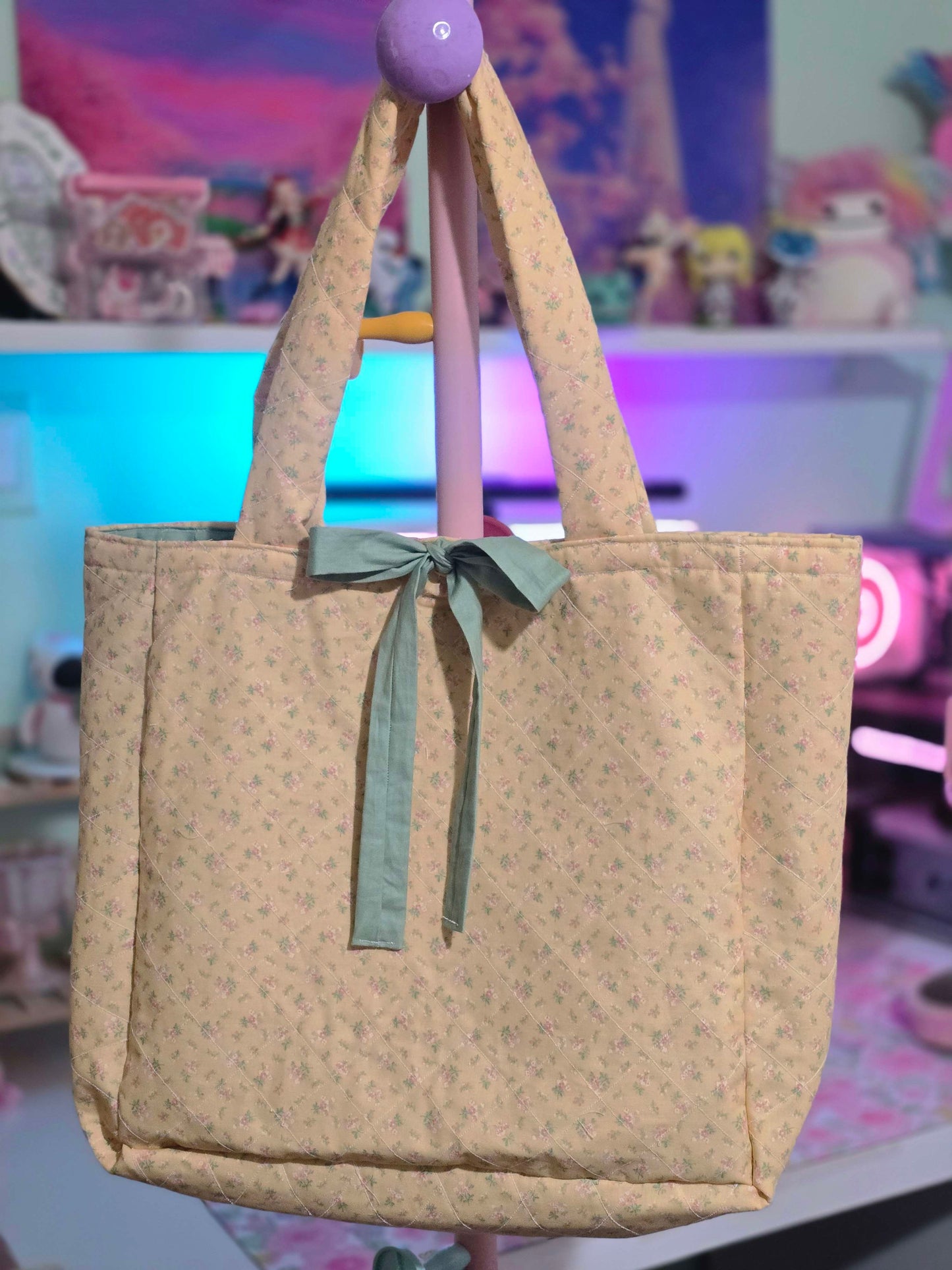 Quilted Yellow Floral Tote Bag