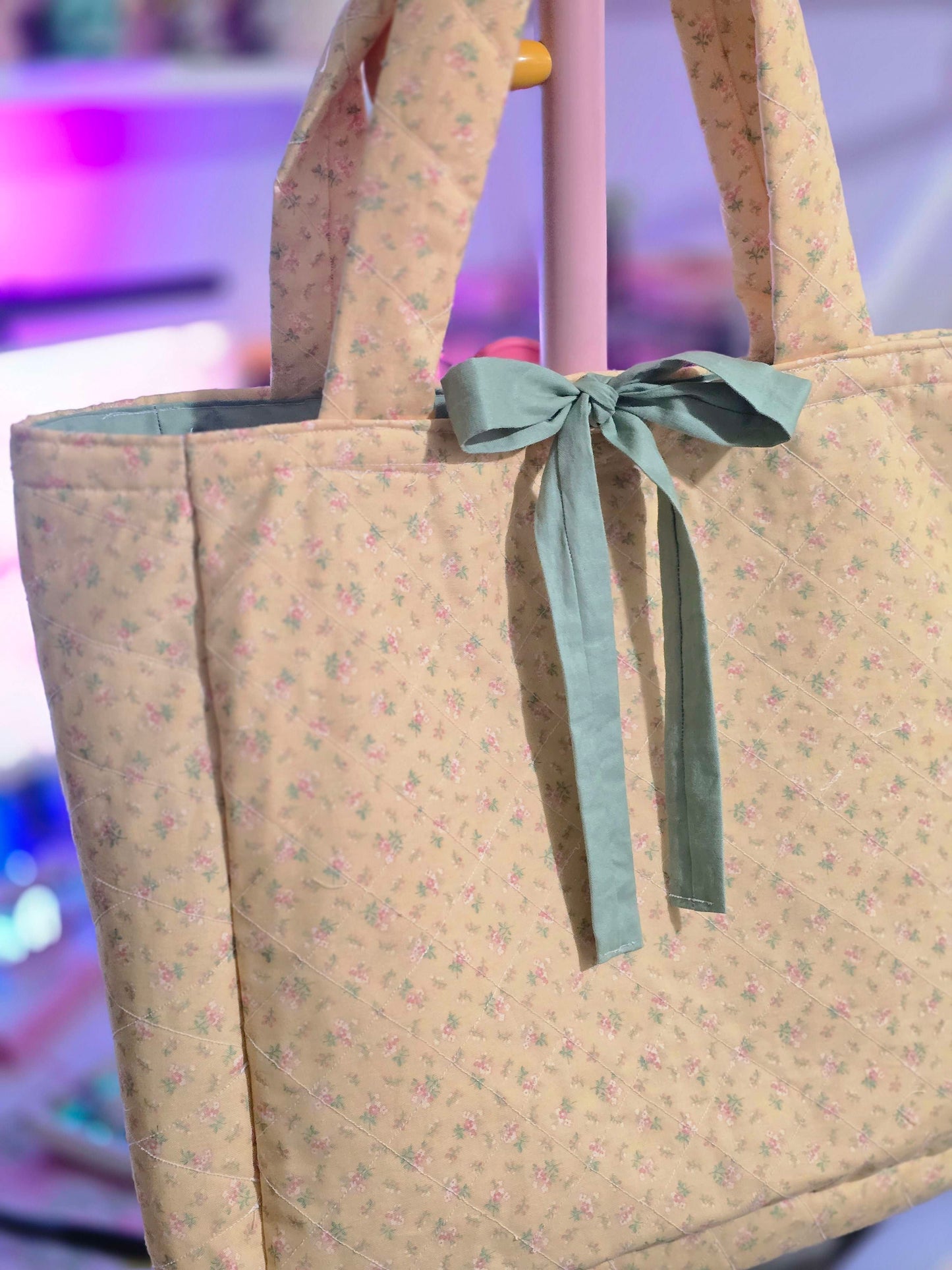 Quilted Yellow Floral Tote Bag