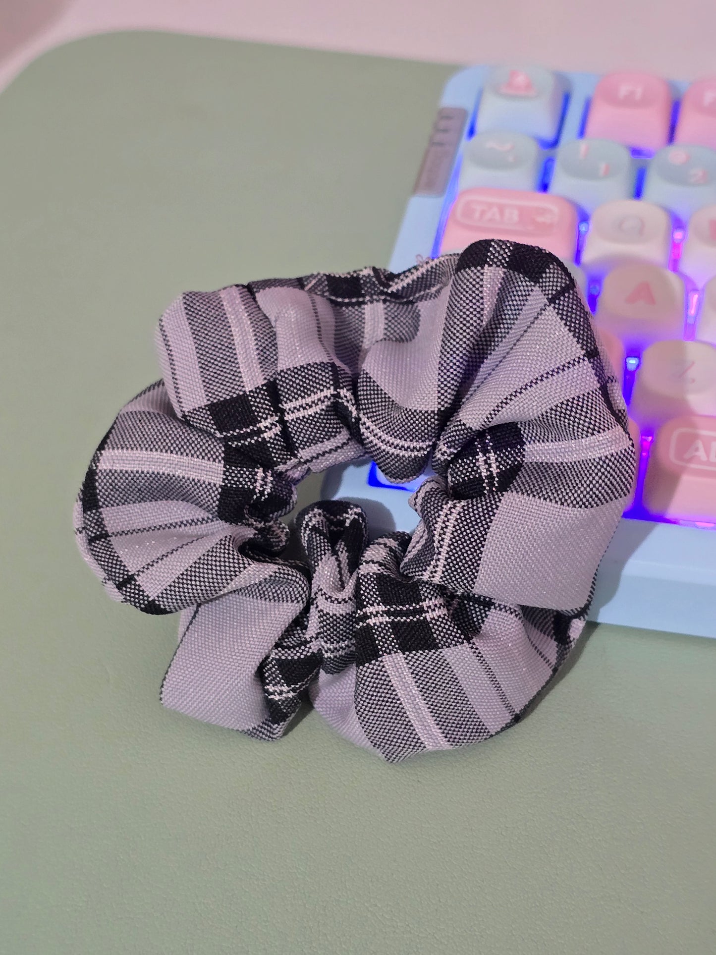 Black Plaid Scrunchie