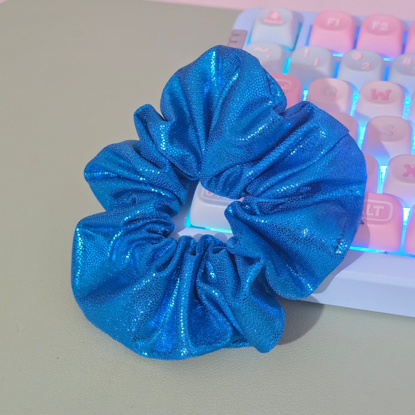 Blue Glitter Scrunchie