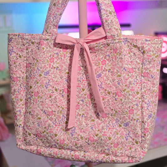 Pink Floral Tote Bag