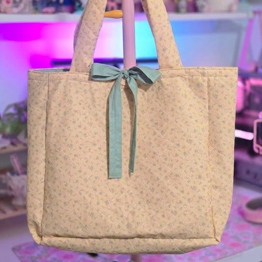 Quilted Yellow Floral Tote Bag
